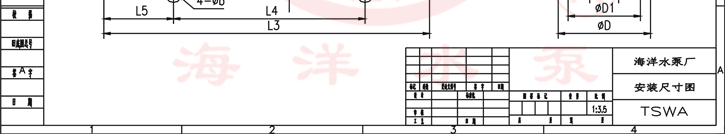 TSWA卧式清水低轉速多級離心泵安裝尺寸圖